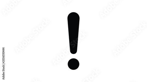 Fotografie Black exclamation mark symbol on a white background a simple silhouette point