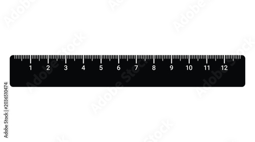 Tableau sur toile Black ruler with inch markings against a white background a simple silhouette