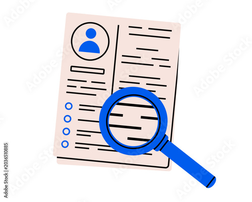 Obraz na płótnie Hand drawn illustration vacancy resume with magnifying glass