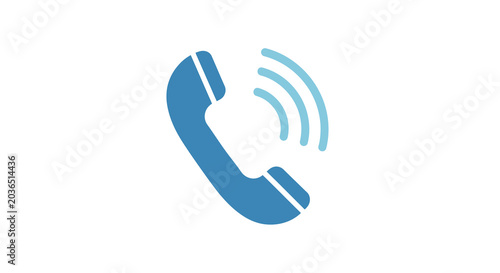 Tableau sur toile Telephone handset icon with incoming call waves flat vector graphic