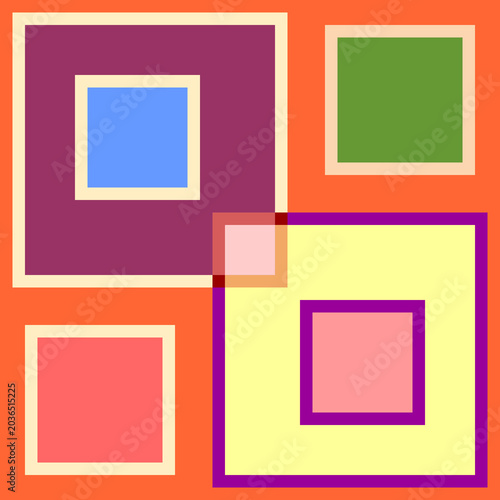 Abstract background with multicoloured intersecting squares. Vector design.