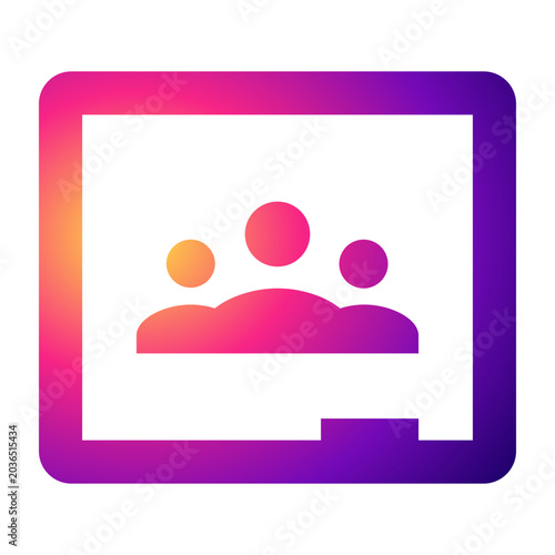 Принти на полотні Vibrant gradient frame surrounds stylized group icons
