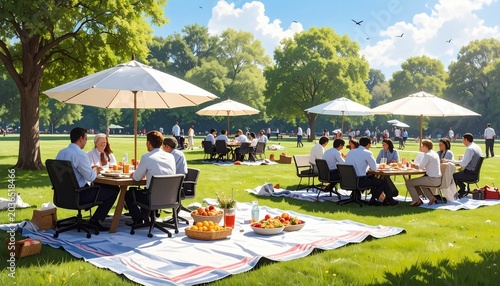 Corporate Picnic in the Park - A Sunny Day Outing.
