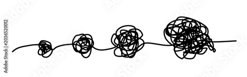 Quadro su tela Continuous line showing four tangled knots growing from small to large
