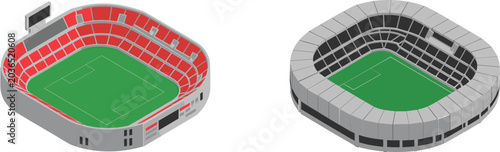 Canvastavla Isometric football stadium arena exterior and interior vector illustration for s