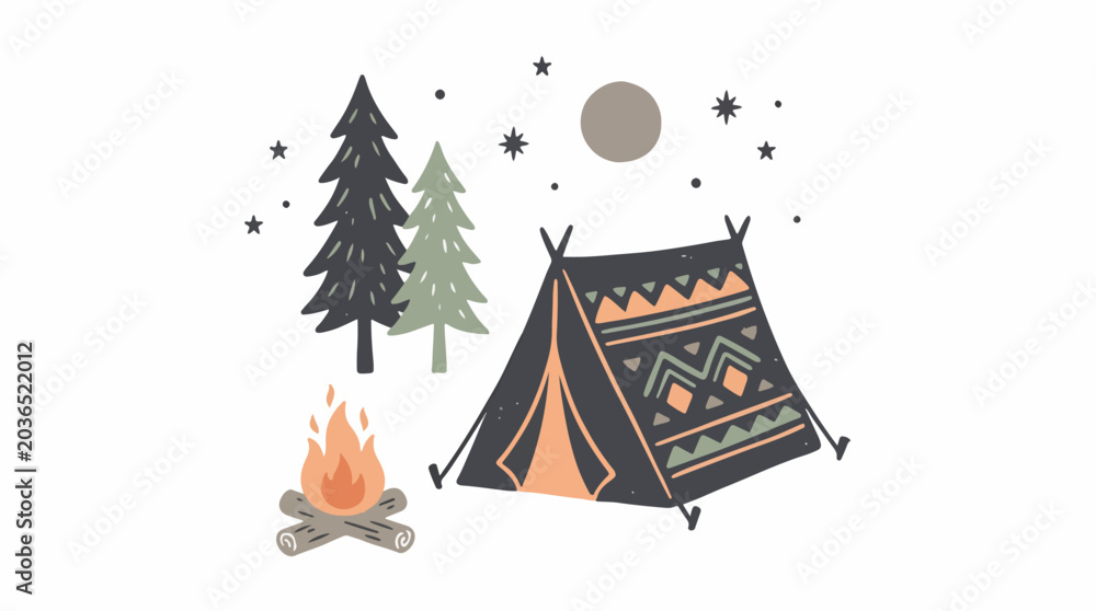 Fototapeta premium Camping Tent Under Starry Night Sky 1.