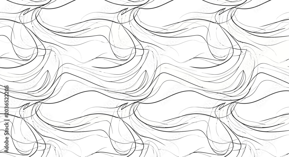 Fototapeta premium Black and white abstract wavy line pattern design
