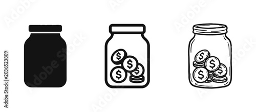 Φωτογραφία Money jar icon with coins for savings donation and financial growth