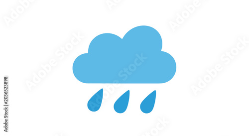 Obraz na plátně Raincloud Icon With Droplets Flat Blue Design On White Background