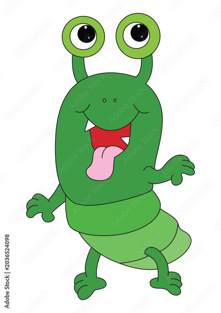 Fototapeta premium Cartoon monster smiling isolated on white background