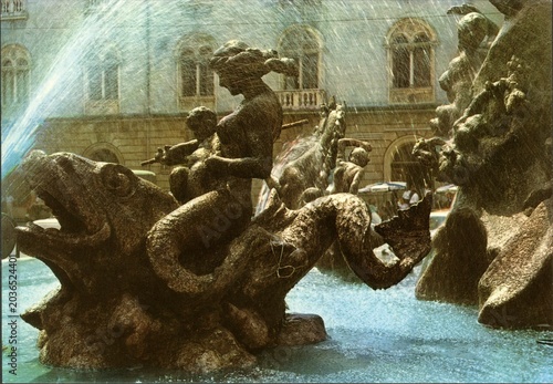 SIRACUSA.ITALY.DIANA'S FOUNTAIN.DETAIL.