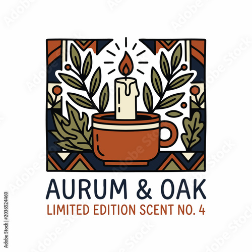 Schilderij op canvas Aurum and Oak Scented Candle Logo.