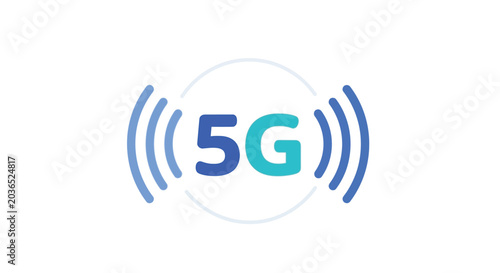 5g signal icon with radiating waves flat vector illustration