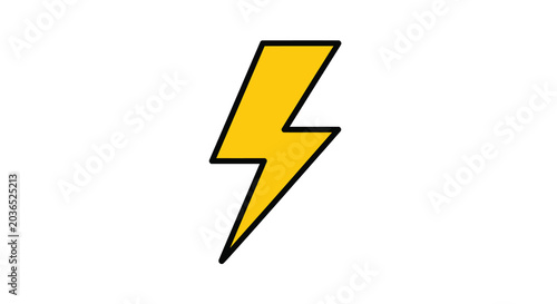 Yellow lightning bolt illustration with black outline on white background