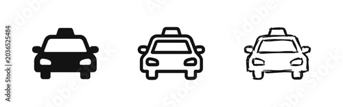 Bild auf Leinwand Taxi Car Icon Set, Urban Transportation and Cab Service Concept