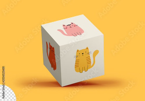 Cube Box Block Mockup Isolated