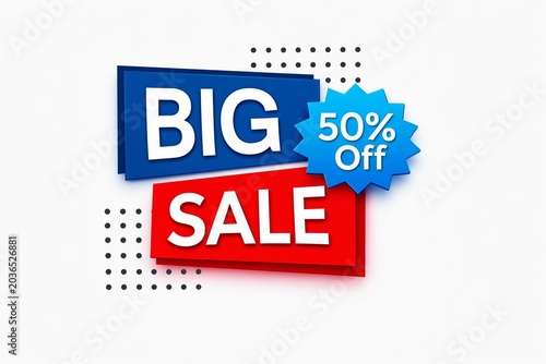 Big sale banner with fifty percent off discount advertisement
