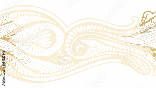Tableau sur toile Ornate floral ornament a seamless vector pattern with swirling leaves in a pale