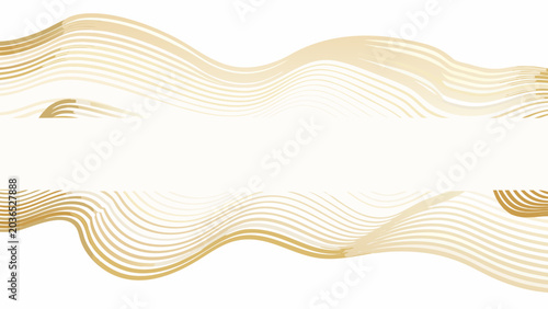 Valokuva Golden wave pattern illustration with multiple undulating lines on a white backg