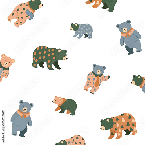 Colorful cartoon bears in various poses.