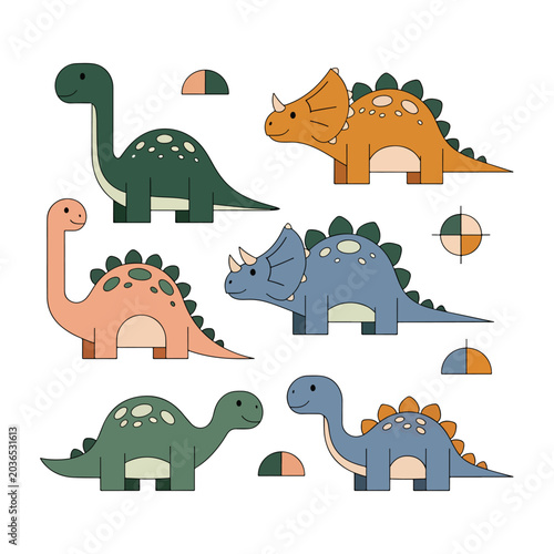 Colorful cartoon dinosaurs for kids 1.