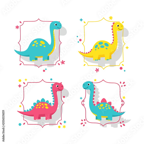 Colorful cartoon dinosaurs for kids.