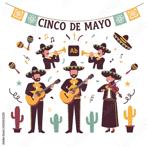 Cinco de Mayo Musician Celebration Scene.