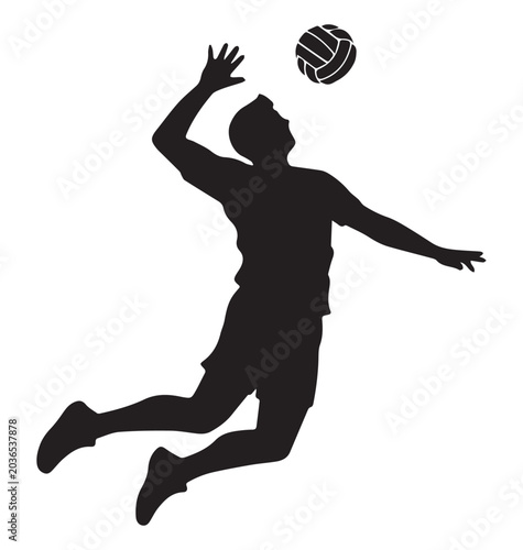 Volleyball Player in Action Silhouette Victor Art Illustrations