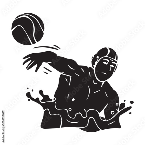 Water Polo Player Silhouette Throwing Ball Victor Illustrations