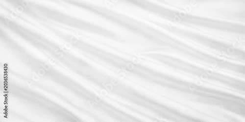 Quadro su tela Elegant white satin silk fabric background with soft flowing waves and smooth lu