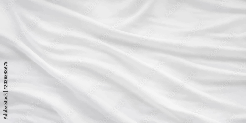 Fototapeta premium Elegant white satin silk fabric background with soft flowing waves and smooth luxury texture