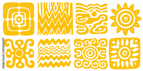 Bild auf Leinwand Stylized Orange Symbols With Textured Lines Vector Illustration