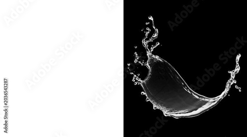 Bild auf Leinwand Dynamic water splash on black background, realistic liquid crown with droplets,