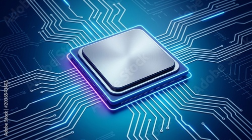Central Computer Processor CPU, Quantum computer, data processing concept - 3d illustration