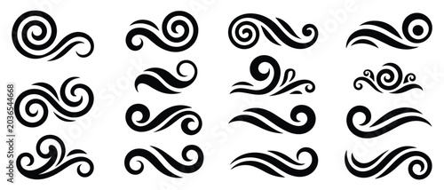 Fotografie Decorative Flourishes: A collection of elegant black ornamental swirls and scrolls for design