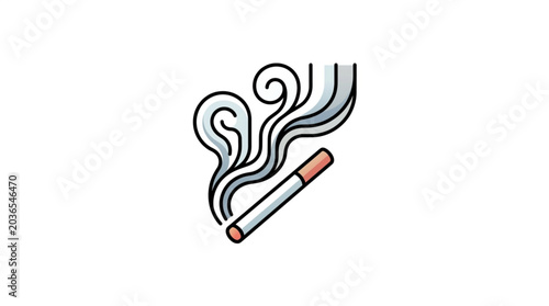 Картината върху платно Cigarette emitting smoke with swirling vapor wisps.