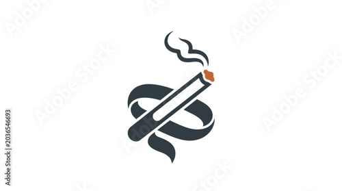 Billede på lærred Cigarette with a black ribbon symbolizing addiction.