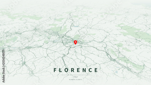 Fotografie Modern minimalist vector map of Florence (Firenze), Tuscany, Italy