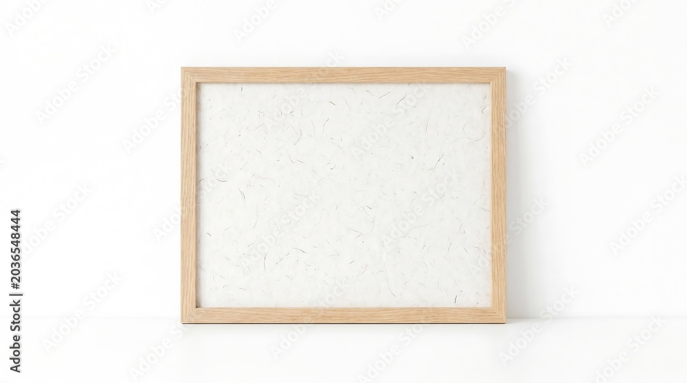 Fototapeta premium Empty wooden frame on a white background with ample copy space.