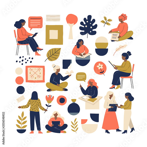Tableau sur toile Diverse people engaging in creative activities.