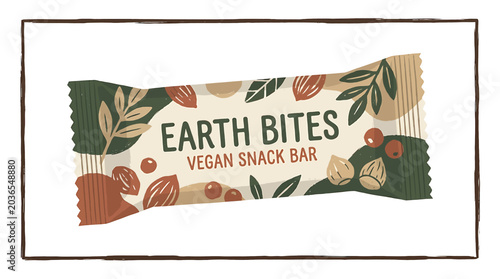 Принти на полотні Earth Bites Vegan Snack Bar Wrapper.