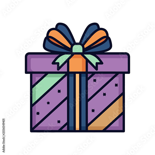 Colorful gift box with ribbon bow 1.
