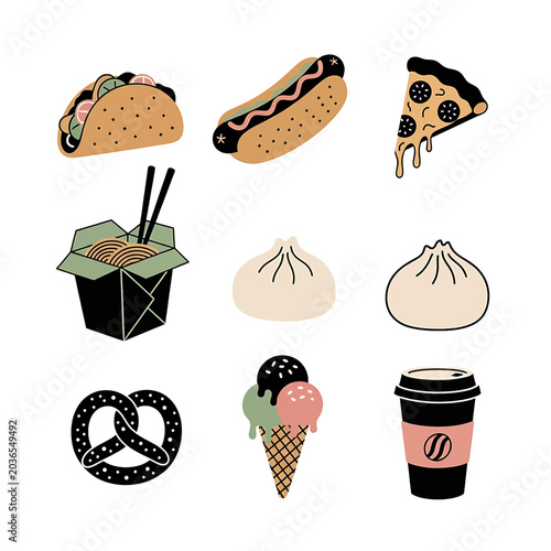 Tableau sur toile Variety of Tasty Street Food Options 1.