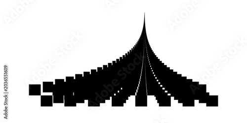 Bild auf Leinwand Abstract black squares converging to a point on white background isolated on a t