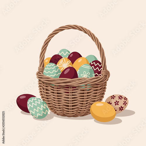 Colorful Easter eggs in basket 1.