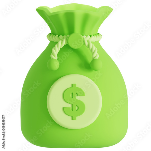 Quadro su tela Green 3D money bag icon with dollar sign