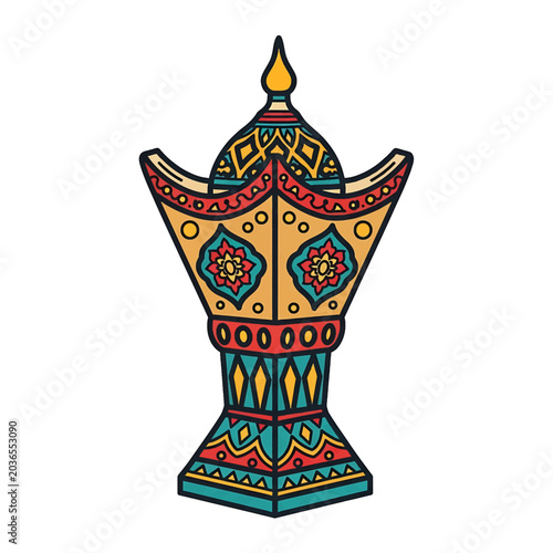 Colorful ornate Middle Eastern lamp design.