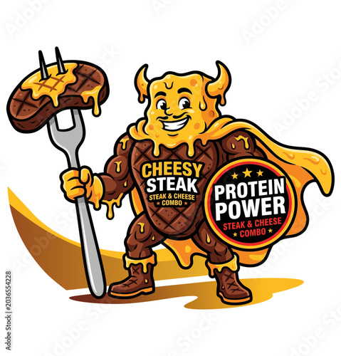 Cheesy Steak Superhero Mascot Protein Power Meal Combo