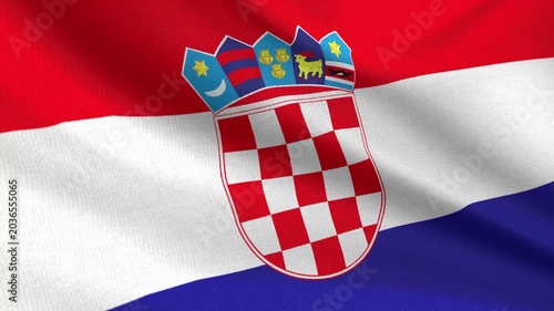 Seamless 3D video of the Croatia flag fluttering in the wind looping