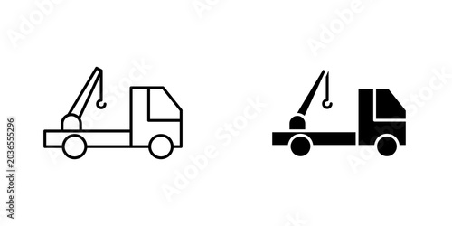 Photos Tow truck icon on white background, editable stroke svg 10